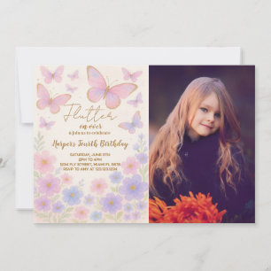 Dreamy Butterfly Invitation d'anniversaire avec ph