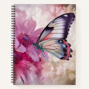 Dreamy Butterfly with Pink Flowers Notebook