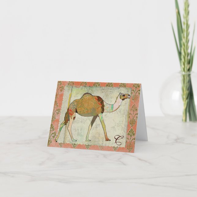 Dreamy Camel Monogram Notecard (Front)