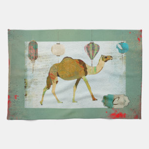 Dreamy Camel Monogram Turqoise & White  Towel