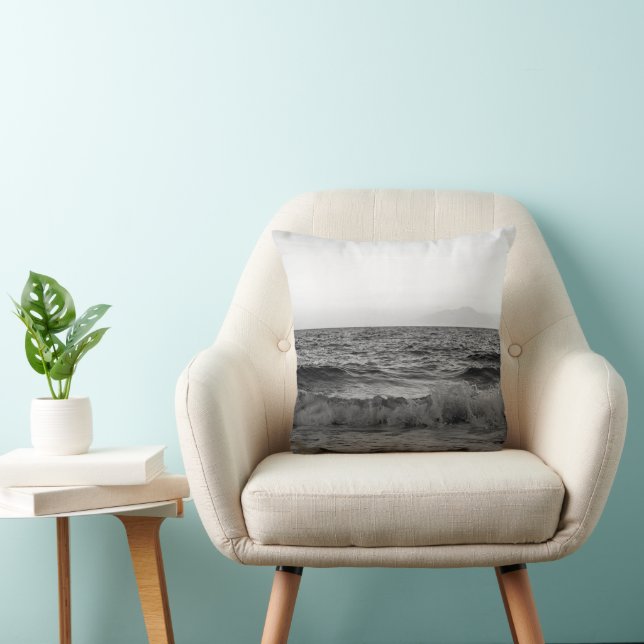 Dreamy Capri Ocean Sunset View 2 -BW Throw Pillow (Chair)