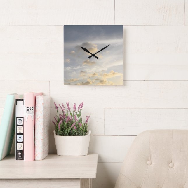 Dreamy Caribbean Clouds 6 Square Wall Clock (Reading Room)