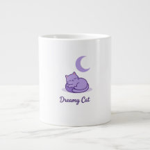 Dreamy Cat Moon Coffee Mug | Cute Purple Cat Gift