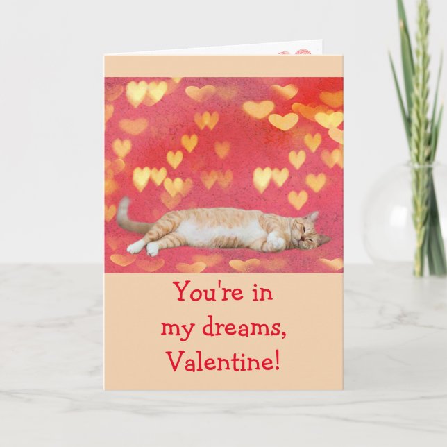 Dreamy Cat Valentine's Day Card (Front)