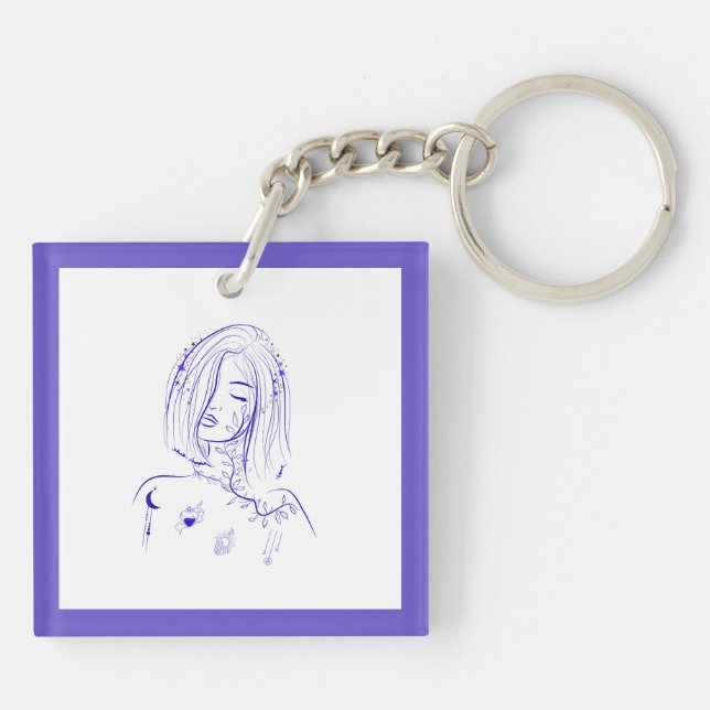 Dreamy Celestial Feminine  Keychain (Back)