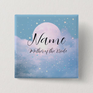 Dreamy celestial wedding bathed in moonlight 2 inch square button