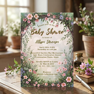 Dreamy Charming Spring Garden Party Baby Shower Invitation