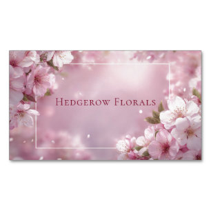 Dreamy Cherry Blossom Bokeh & Petals Magnetic Business Card