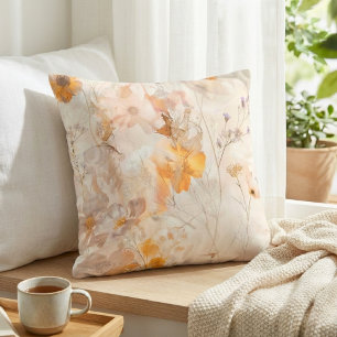 Dreamy Chic Watercolor Meadow Throw Pillow