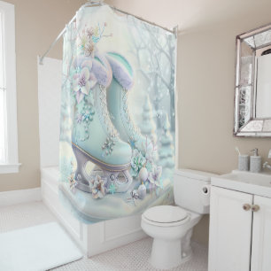 Dreamy Christmas Ice Skates Shower Curtain