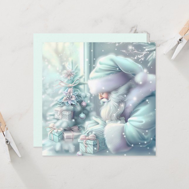Dreamy Christmas Santa Greeting Card (Front/Back In Situ)
