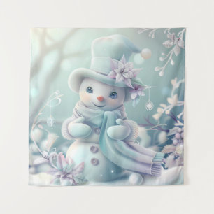 Dreamy Christmas Snowman Tapestry