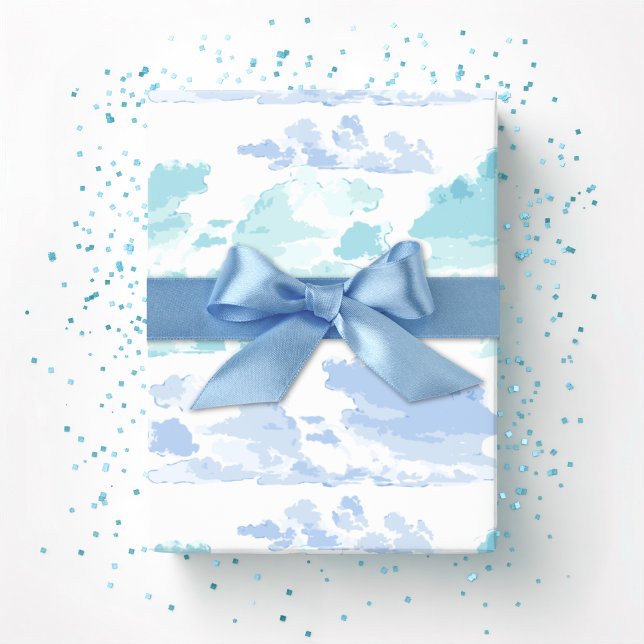 Dreamy Cloud Bands in Blue and Aqua Wrapping Paper (Creator Uploaded)