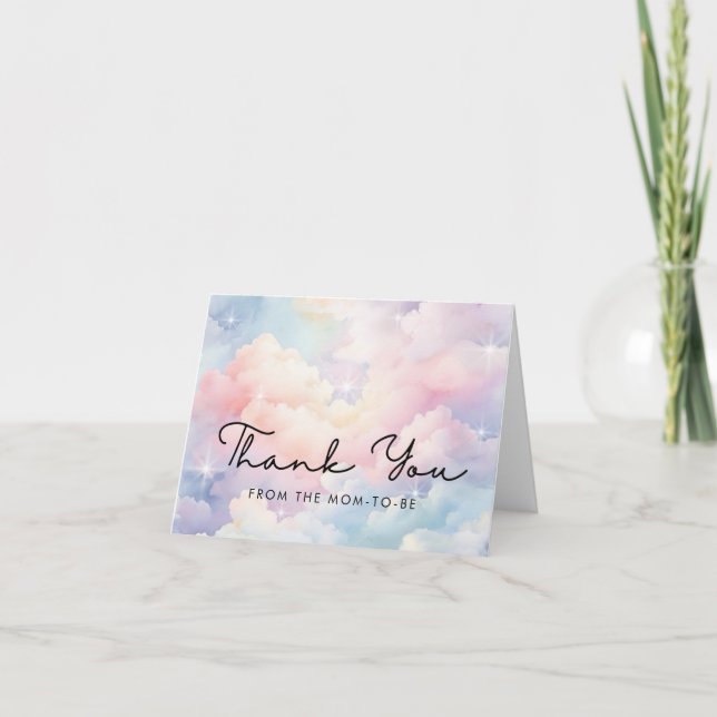 Dreamy Cloud Nine Baby Shower Thank You Card (Front)