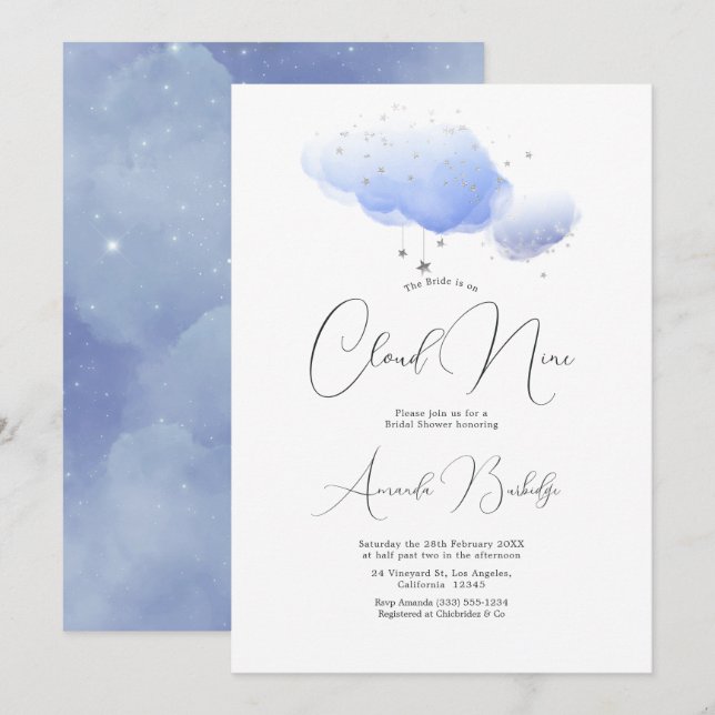 Dreamy Cloud Nine Bridal Shower Invitation (Front/Back)