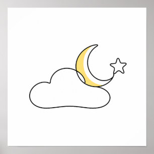Dreamy Cloud & Stars Poster