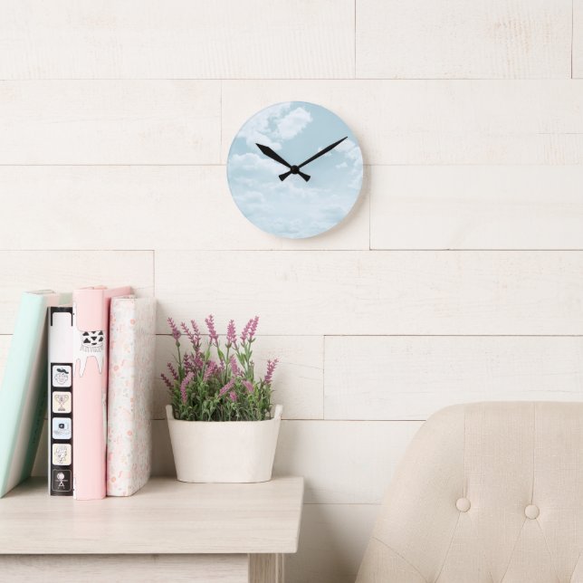 Dreamy Clouds 14 #nature #art Round Clock (Reading Room)
