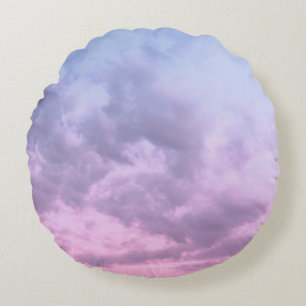 Dreamy Clouds 16 - Caribbean Sunset Round Pillow