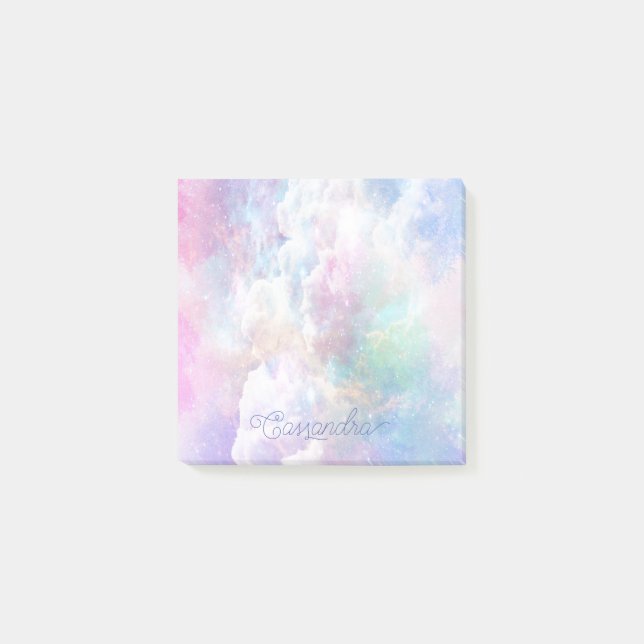 Dreamy Clouds and Stars Personalized  Post-it Notes (Front)