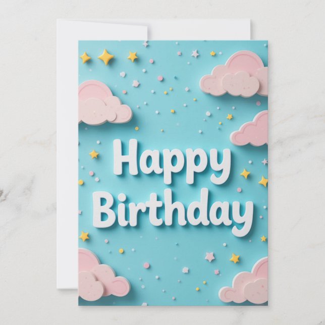 Dreamy Clouds Birthday Card (Front)