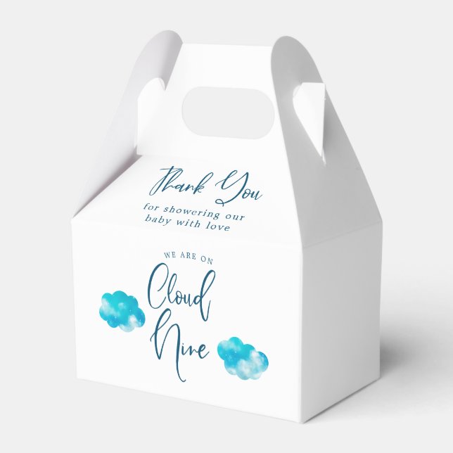 Dreamy Clouds Boy Baby Shower Favor Box (Front Side)