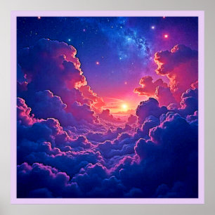 Dreamy Clouds: Celestial Sunset Magic Art Poster