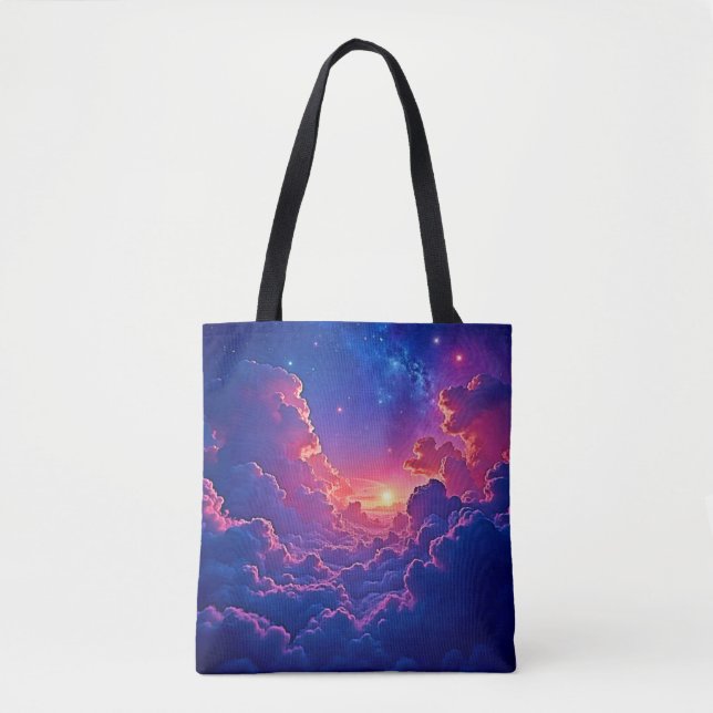 Dreamy Clouds: Celestial Sunset Magic Art Tote Bag (Front)