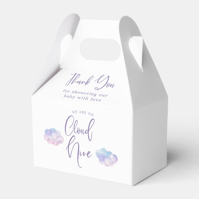 Dreamy Clouds Girl Baby Shower Favor Box (Front Side)