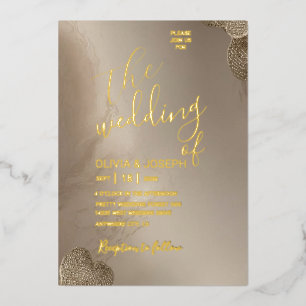 Dreamy Clouds Gold Foil Wedding Invitation
