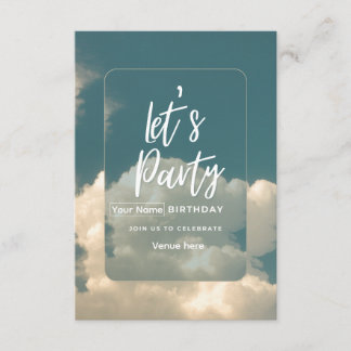 Dreamy Clouds "Let's Party" Birthday Invitation