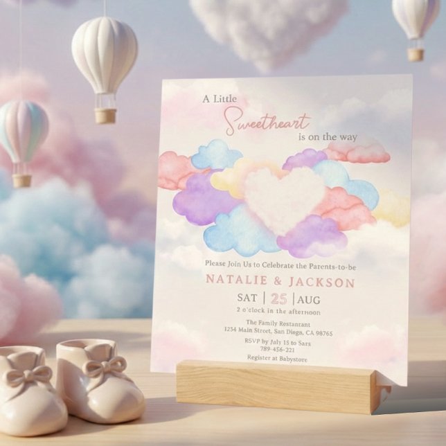 Dreamy Clouds Little Sweetheart Coed Baby Shower Invitation (Dreamy Clouds Little Sweetheart Coed Baby Shower Invitation)