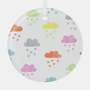 Dreamy Clouds: Watercolor Heart Rain Glass Ornament