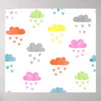 Dreamy Clouds: Watercolor Heart Rain