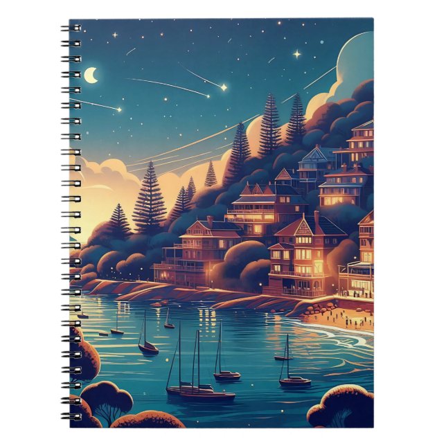 Dreamy Coastal Night Notebook (Front)