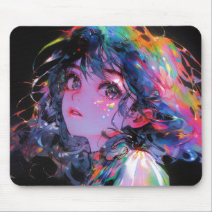 Dreamy Colour Splash Anime Girl Mouse Pad