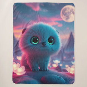 Dreamy Cosmic Kitten Magical Fantasy Nightscape Sherpa Blanket