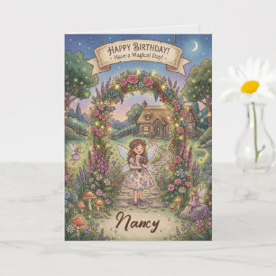 Dreamy Cottagecore Fairy Garden Birthday Card