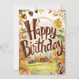 Dreamy Cozy Wish Autumn Fall Happy Birthday Card
