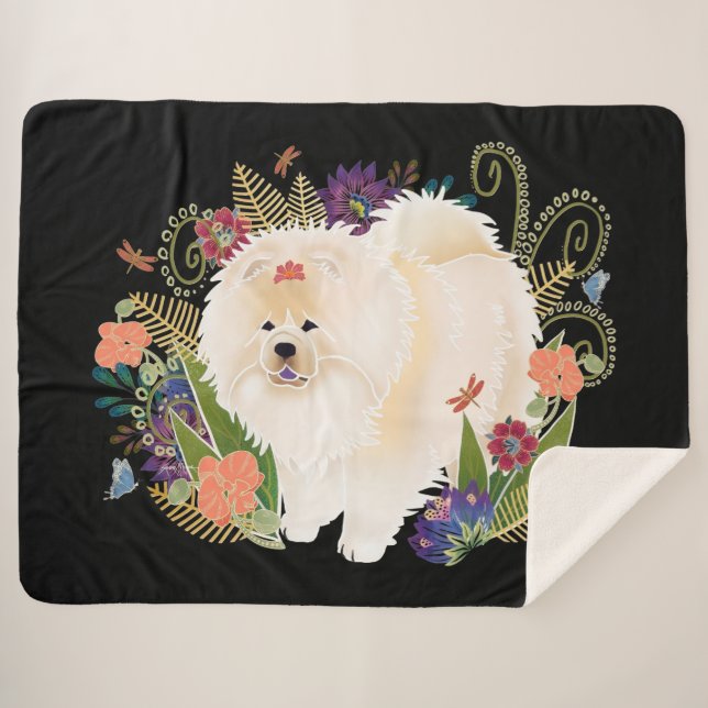 DREAMY CREAMY cream chow  Sherpa Blanket (Front (Horizontal))