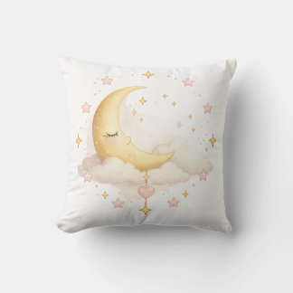 Dreamy Crescent Moon & Clouds Throw Pillow | Cozy
