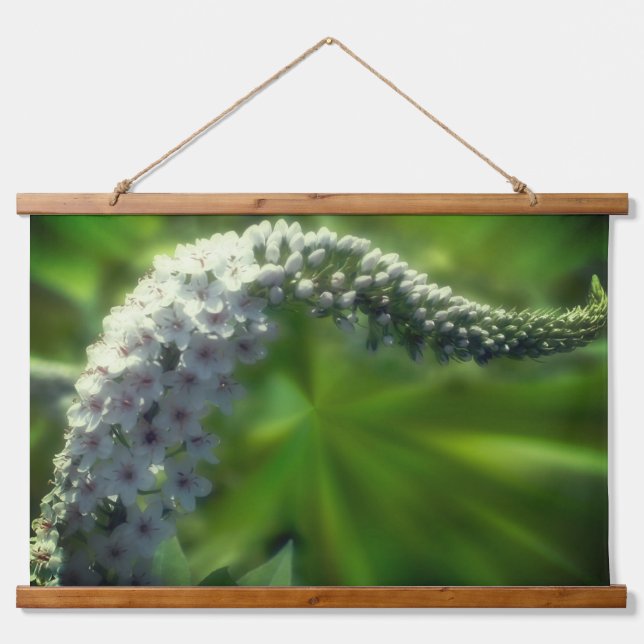 Dreamy Curling White Wild Flower  Hanging Tapestry (Front)