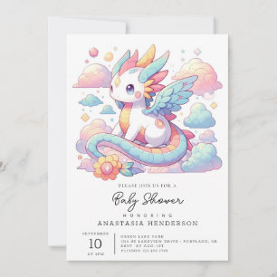 Dreamy Cute Dragon Baby Shower Invitation