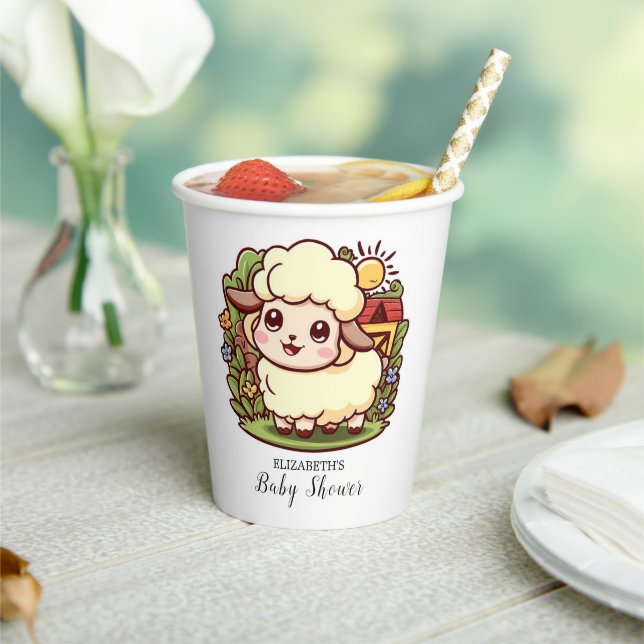 Dreamy Cute Sheep Baby Shower Paper Cups (Insitu)