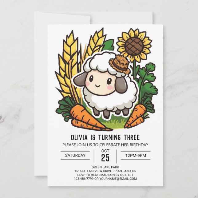 Dreamy Cute Sheep Digital Birthday Invitation (Front)