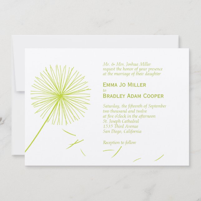 Dreamy Dandelion Faire-part de mariage - Meadow Gr (Devant)
