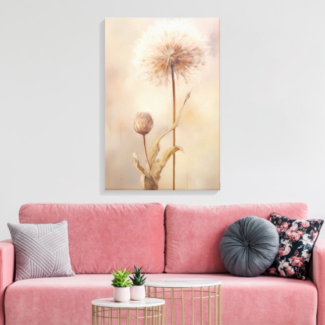 Dreamy Dandelion Illustration Canvas Print (Insitu(LivingRoom))