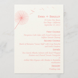 Dreamy Dandelion Wedding Menu Card - Rose Pink