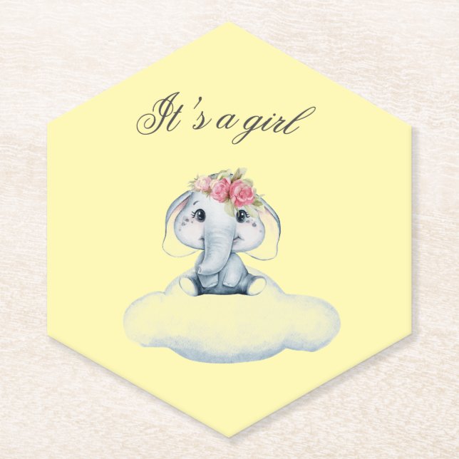 Dreamy Days with Rosie the Elephant. Paper Coaster (Front)