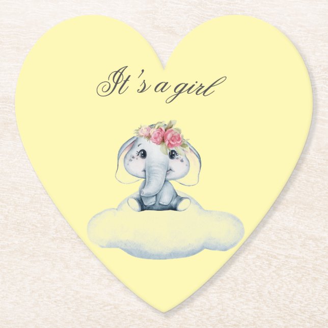 Dreamy Days with Rosie the Elephant. Paper Coaster (Front)