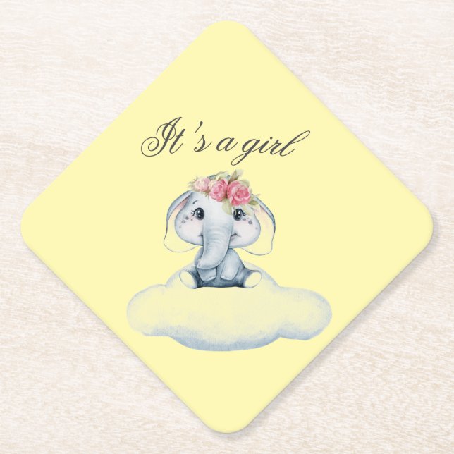 Dreamy Days with Rosie the Elephant. Paper Coaster (Front)